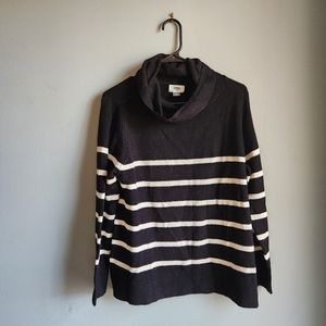 Medium Black and White Striped Turtleneck Sweater from Old Navy